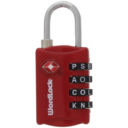 WORDLOCK Resettable 4-Dial Luggage Lock (Red) LL-206-RD
